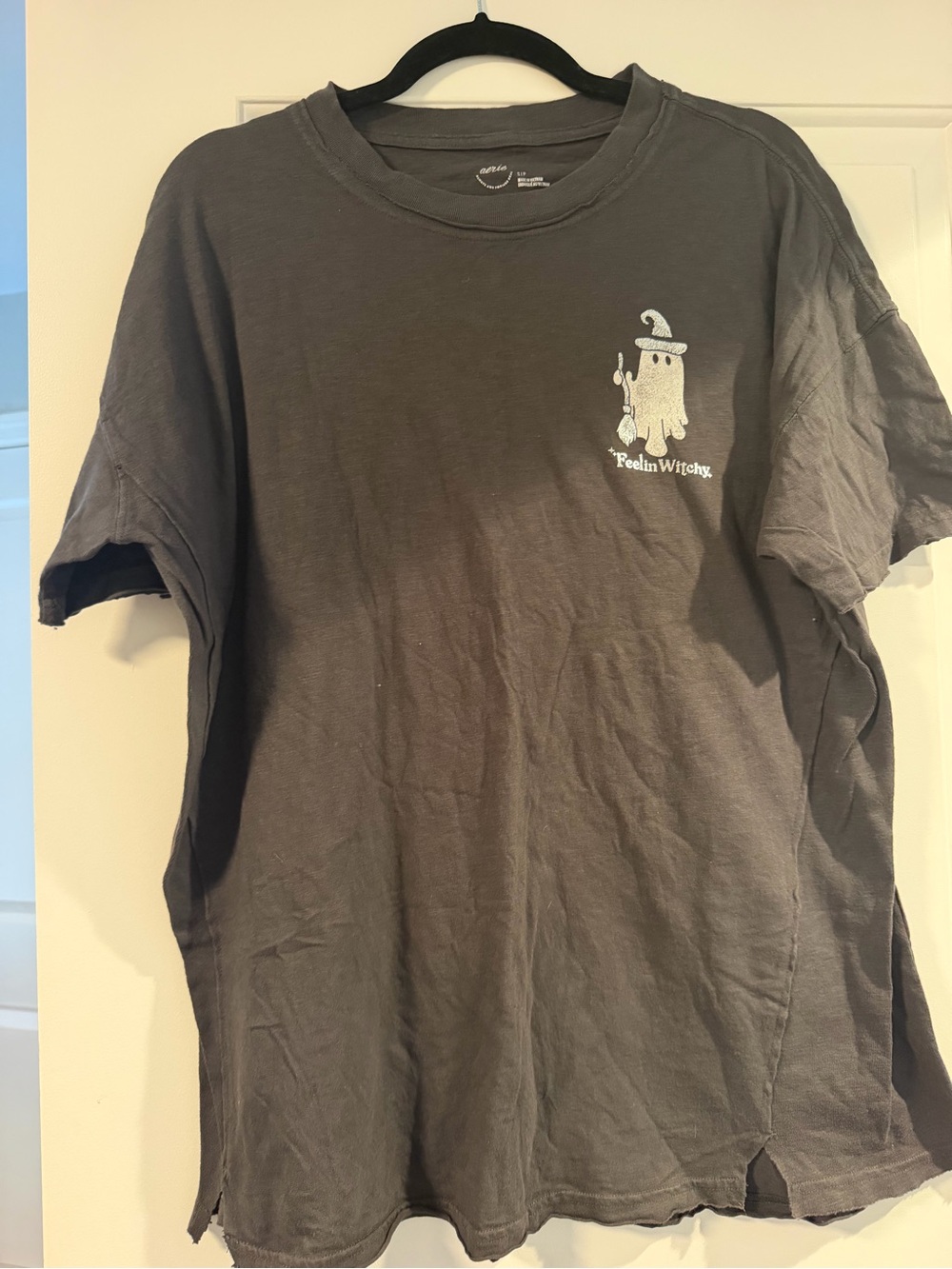 aerie Gray Graphic Short-Sleeve Tee with Ghost Motif